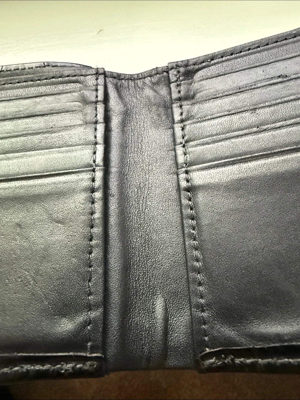 100% Pure African Alligator Black Leather Men's Bifold Wallet. African Markings